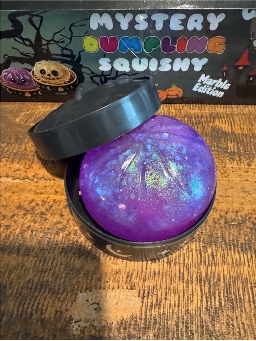 Halloween Purple Marble Dumpling Squishy with Case - Picture 4 of 8